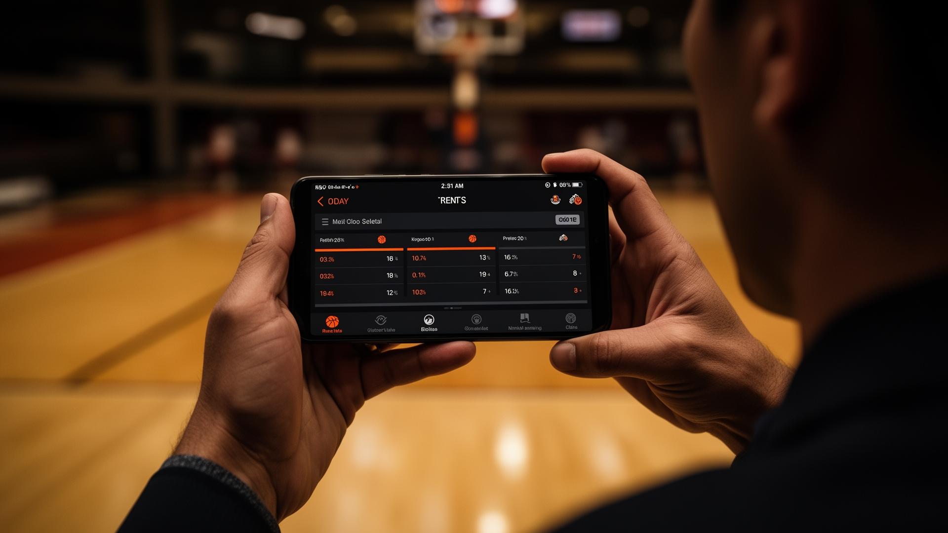Coach using Court Companion on the bench during a game